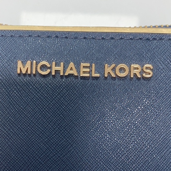 Michael Kors Dark Blue Wallet with Gold Details - Picture 3 of 9